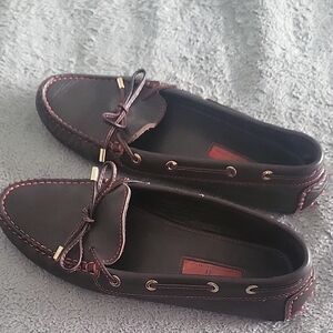 Carolina Herrera Brown Loafers with Red Stitching